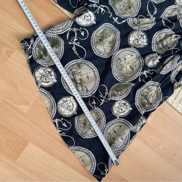 Vintage - Pure Silk Nautical Themed Oversized Shorts Dark Blue - Picture 6 of 15